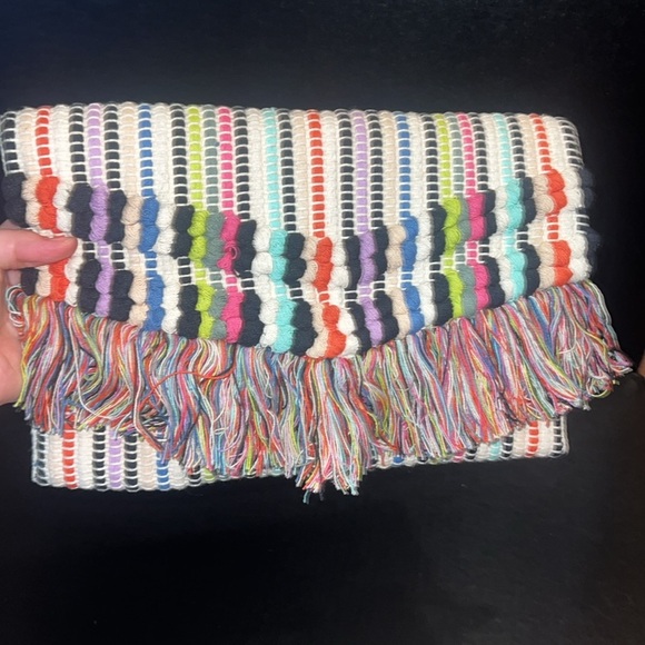 Stella & Dot Colorful Woven Envelope Clutch with Fringe - Picture 3 of 7